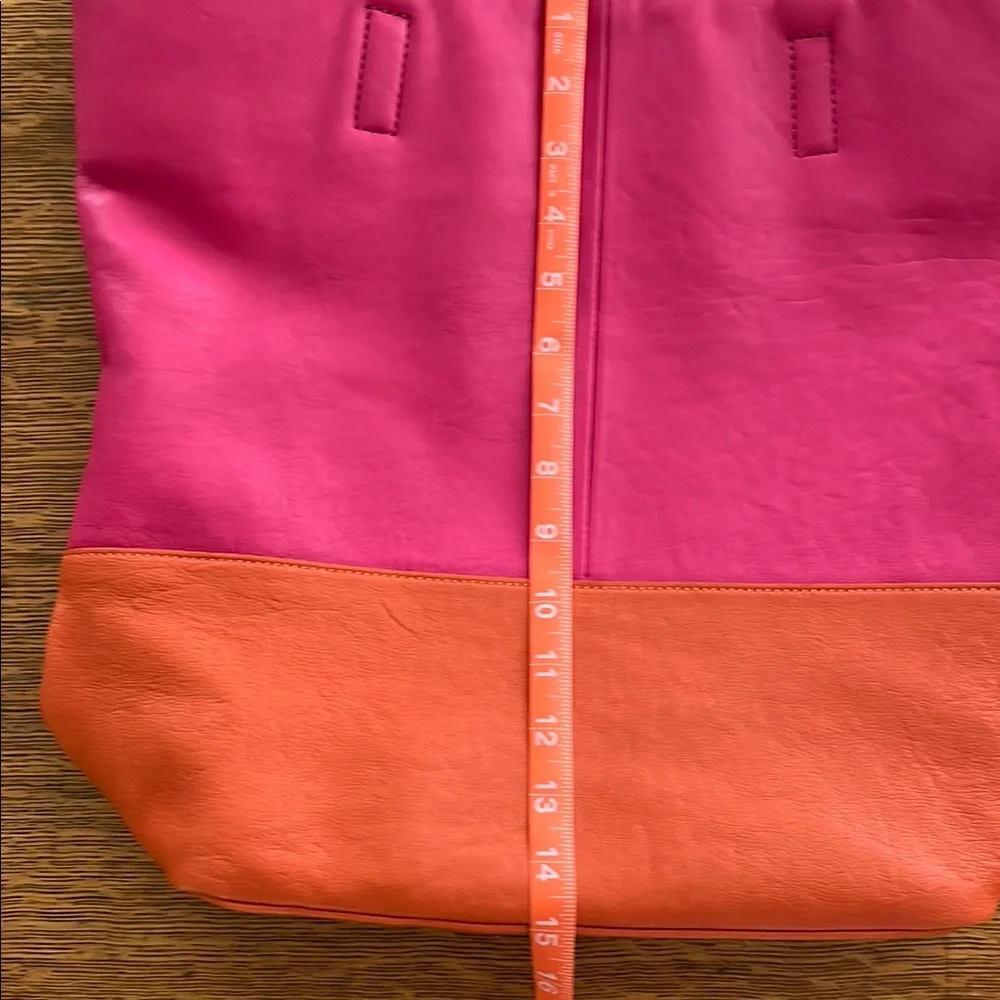 Vibrant Pink & Orange Leather Tote - Picture 4 of 11